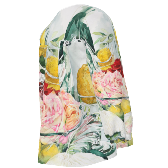 水彩フラワーブラウス　　レモンと薔薇　XXS～7XL