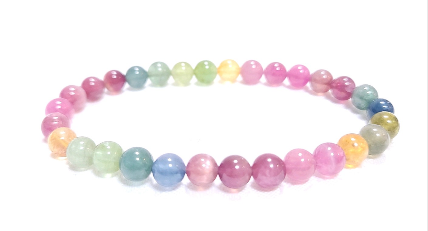 ミックストルマリン◇【高品質】◇カラフル◇一点物◇希少◇鑑定書付き◇ブレスレット◇天然石◇