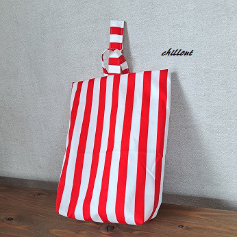 【入園・入学】入園バッグ５点セット：ストライプレッド【0674】