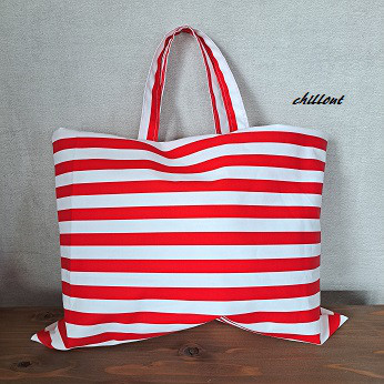 【入園・入学】入園バッグ５点セット：ストライプレッド【0674】