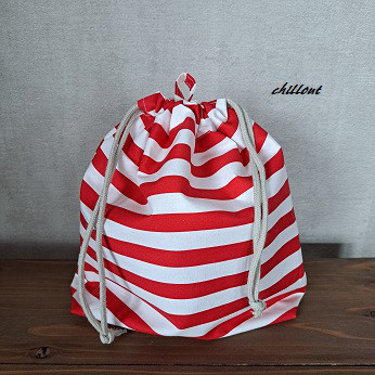 【入園・入学】入園バッグ５点セット：ストライプレッド【0674】