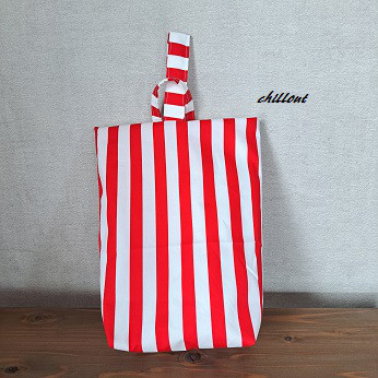 【入園・入学】入園バッグ５点セット：ストライプレッド【0674】