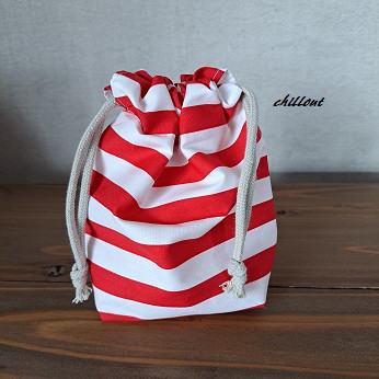 【入園・入学】入園バッグ５点セット：ストライプレッド【0674】