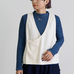 一本刺し子 バルーンパンツ/ブルー/三河木綿 刺し子織 キュロット