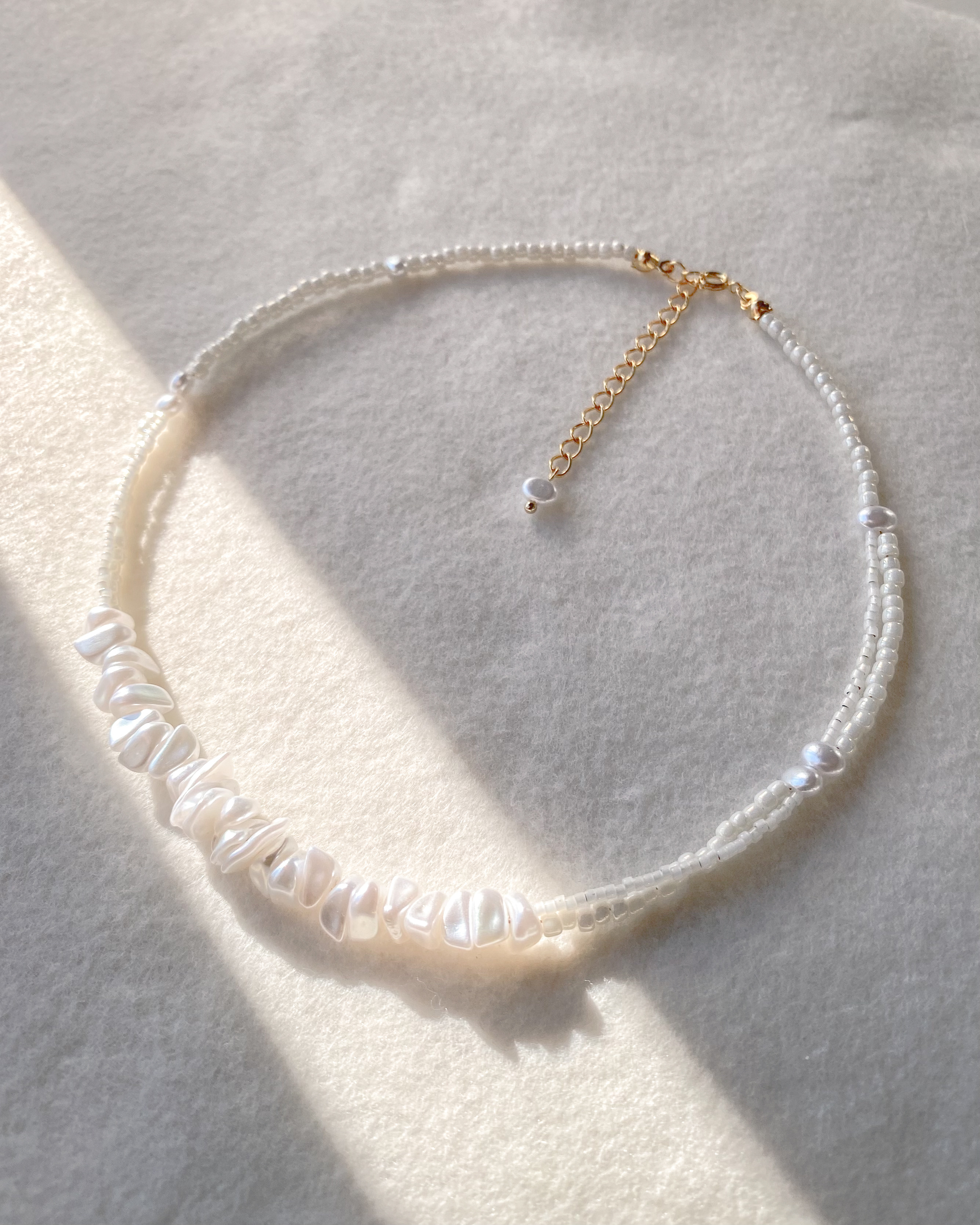 【1点物】光の彫刻 パールネックレス｜Sculptural Pearl Necklace｜ホワイト・ゴールド