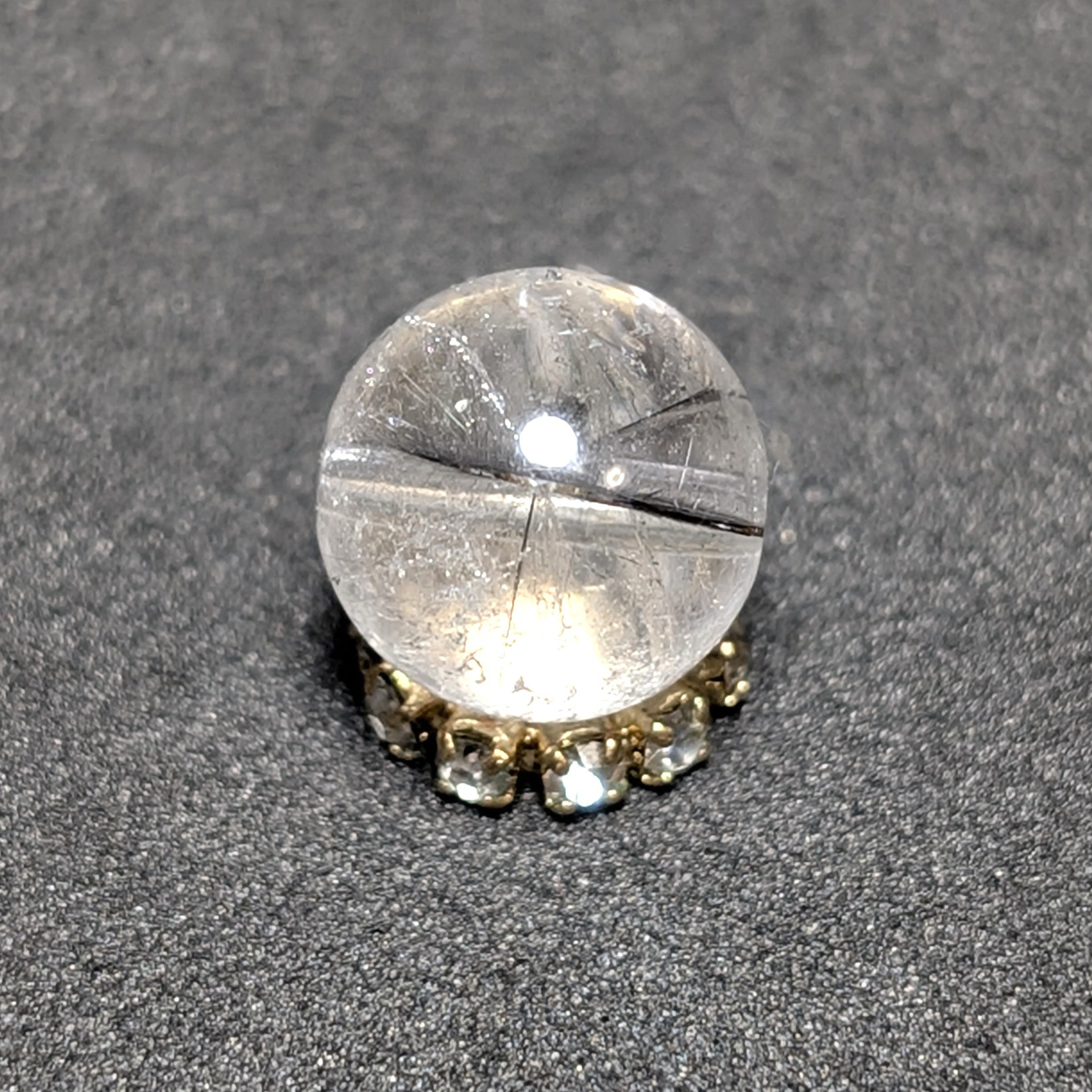 【キラキラ輝く】プラチナルチルクォーツ 一点物 8ミリ 1粒売り 貫通穴あり お守り 天然石 ギフト プレゼント