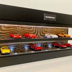 1/43展示14台可・黒大理石・2層式ディスプレーBOX/2色LED30灯