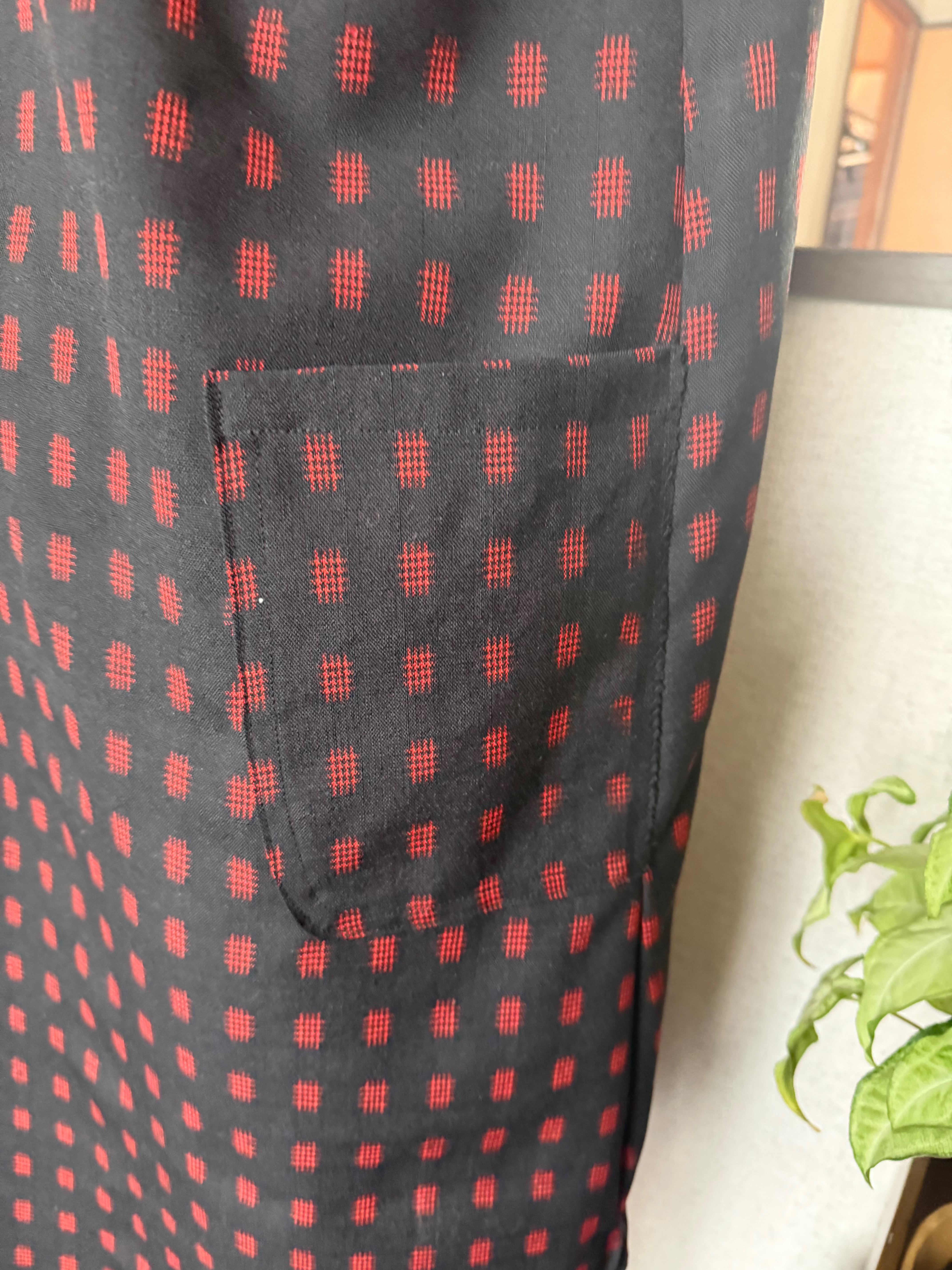 【着物リメイク】上質ウール　着物ワンピース　細見え効果　ウール　シャンスカ　V開