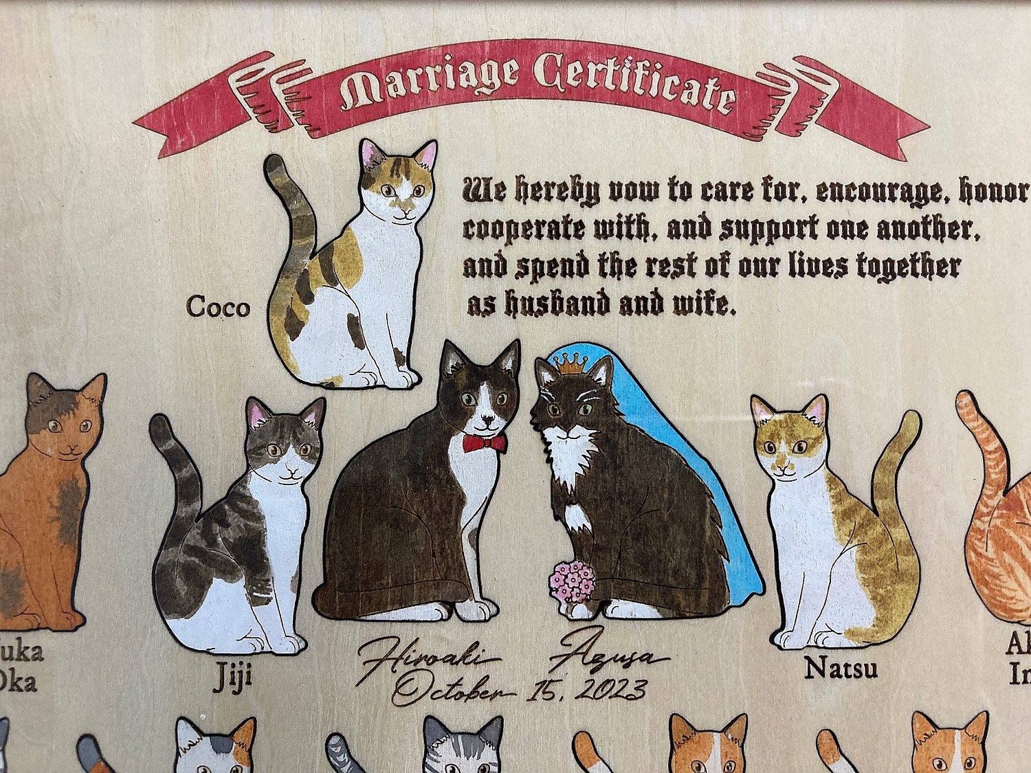 結婚証明書ー誓い@猫の集会｜ 猫好き専用｜ ゲスト参加型ウェルカムボード｜【送料無料】人前式におすすめ！猫のチップ