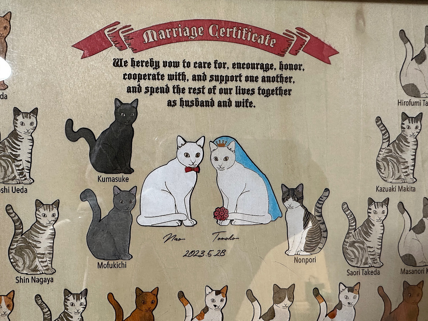 結婚証明書ー誓い@猫の集会｜ 猫好き専用｜ ゲスト参加型ウェルカムボード｜【送料無料】人前式におすすめ！猫のチップ