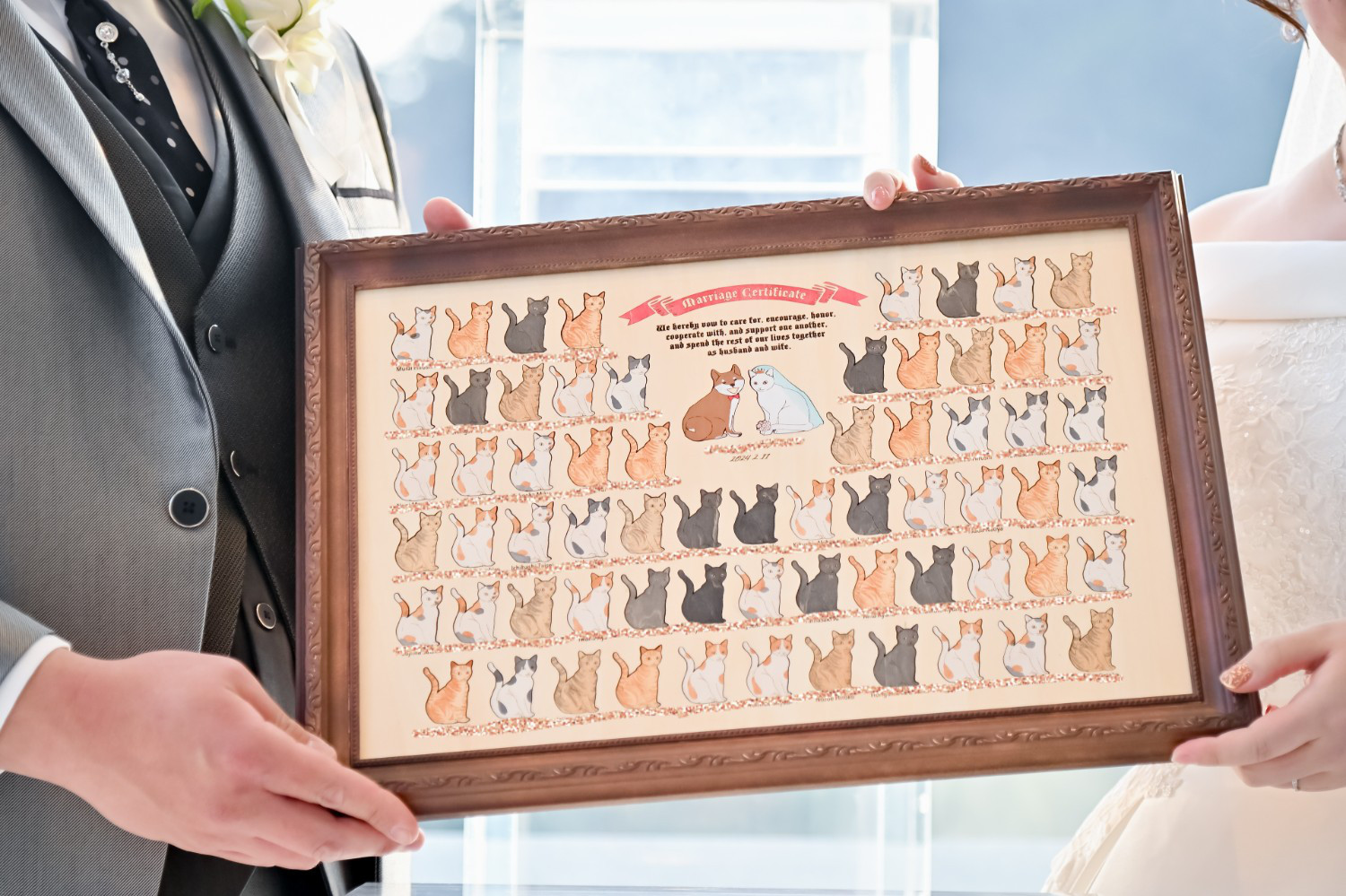 結婚証明書ー誓い@猫の集会｜ 猫好き専用｜ ゲスト参加型ウェルカムボード｜【送料無料】人前式におすすめ！猫のチップ