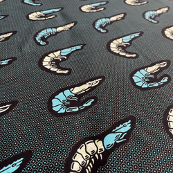 現品1ヤードのみ アフリカ プリント生地 エビ柄 コットン 1枚目の画像