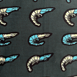 現品1ヤードのみ アフリカ プリント生地 エビ柄 コットン 3枚目の画像