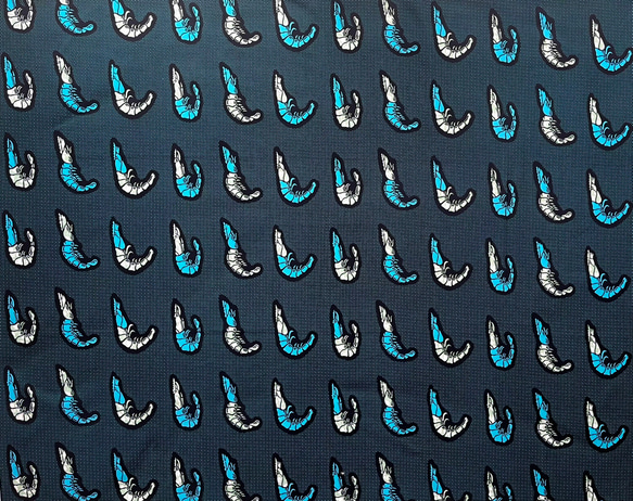 現品1ヤードのみ アフリカ プリント生地 エビ柄 コットン 2枚目の画像