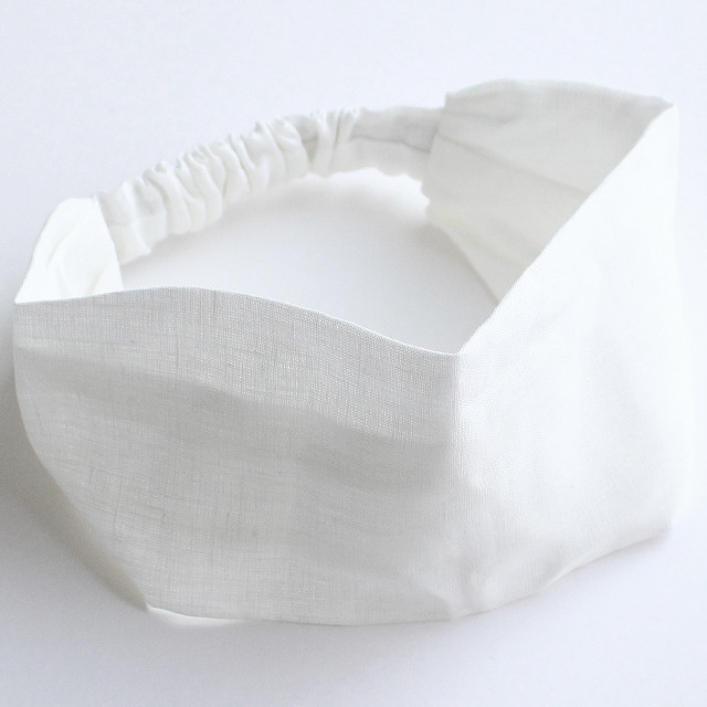 三角巾アレンジドレープリネンヘアバンド