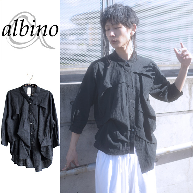 ロッキーバル加工ランダムタックビッグシャツ