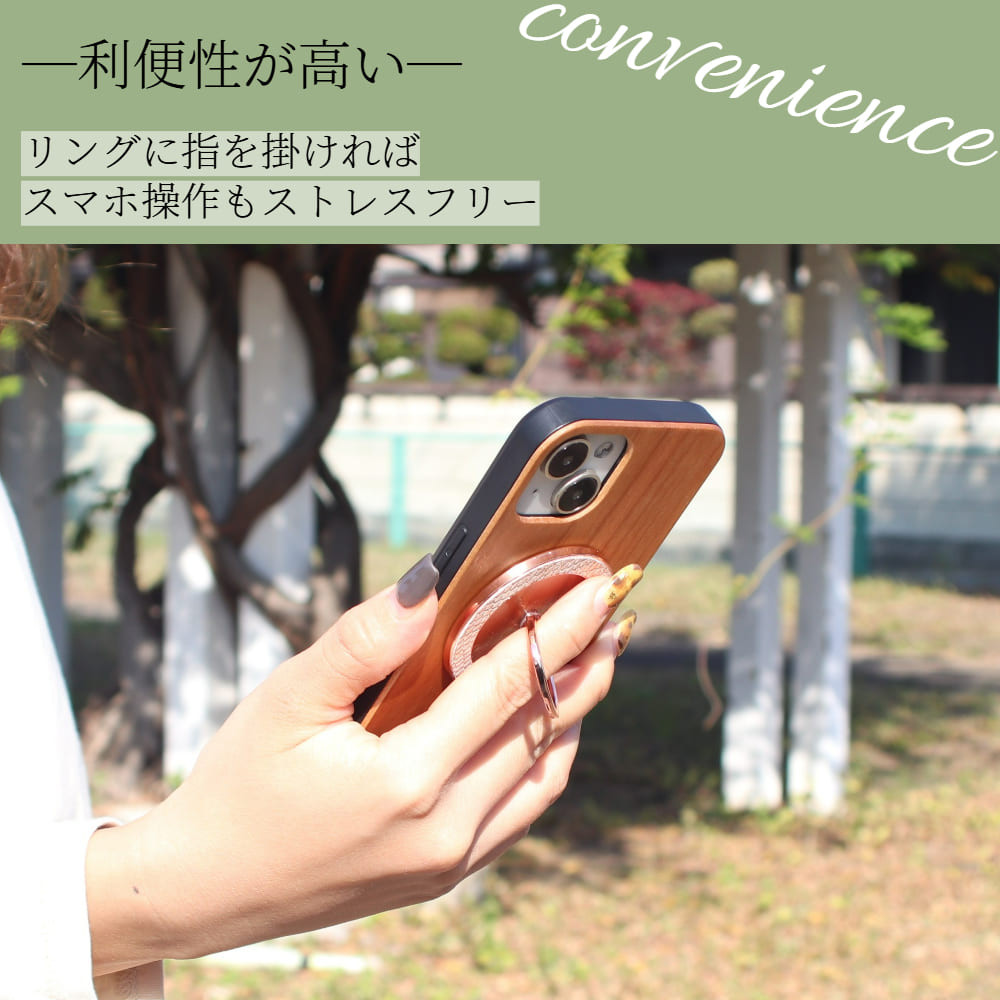 iphone17 ケース 木製 リング付き Air 17Pro MAX マグセーフ ヘビ柄 スタンド マグネット スリム