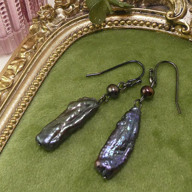 再販！　淡水パール　ピアス　イヤリング「BIWA・特大」　ビワパール　淡水パール　スティック型　特大　琵琶湖