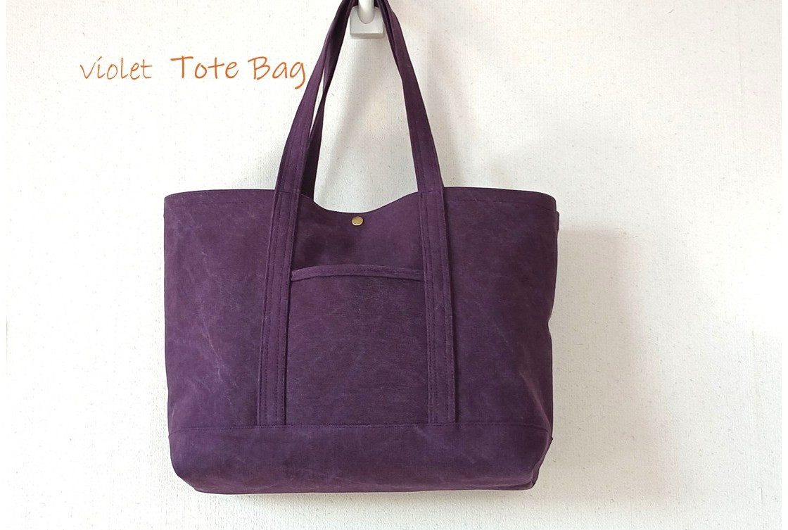 ヴィンテージ帆布【Lサイズ】シンプルトートバック/バイオレット