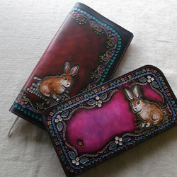 レザークラフト長財布 刻印＆拭き染め 花柄 長財布 8Peaks 通販