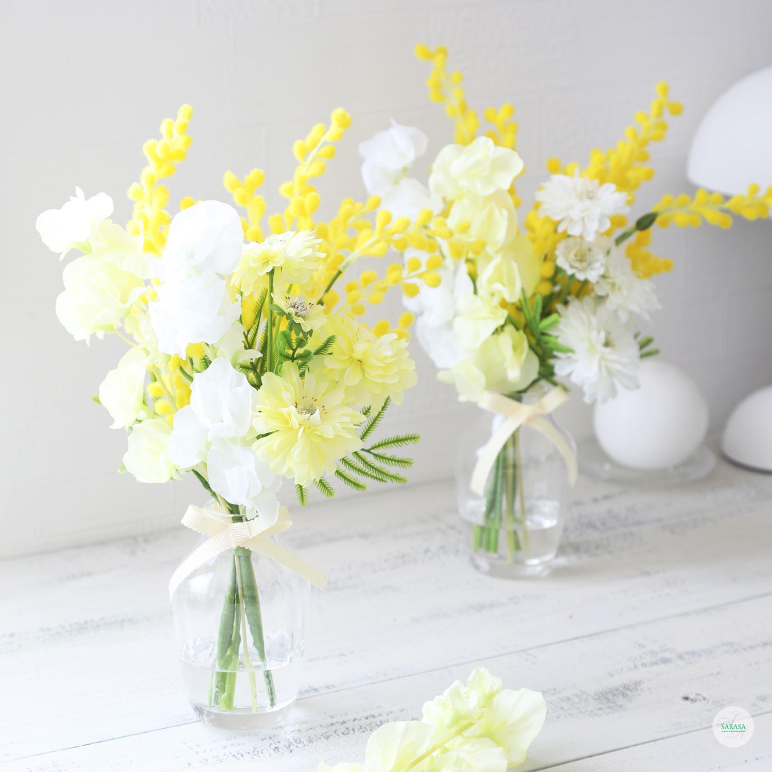 (マジカルウォーターアレンジ)ミモザとホワイトデージー