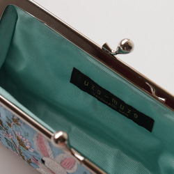 印度絲帶刺繡和牛皮眼鏡盒兼筆盒，兔子圖案，天藍色 第4張的照片