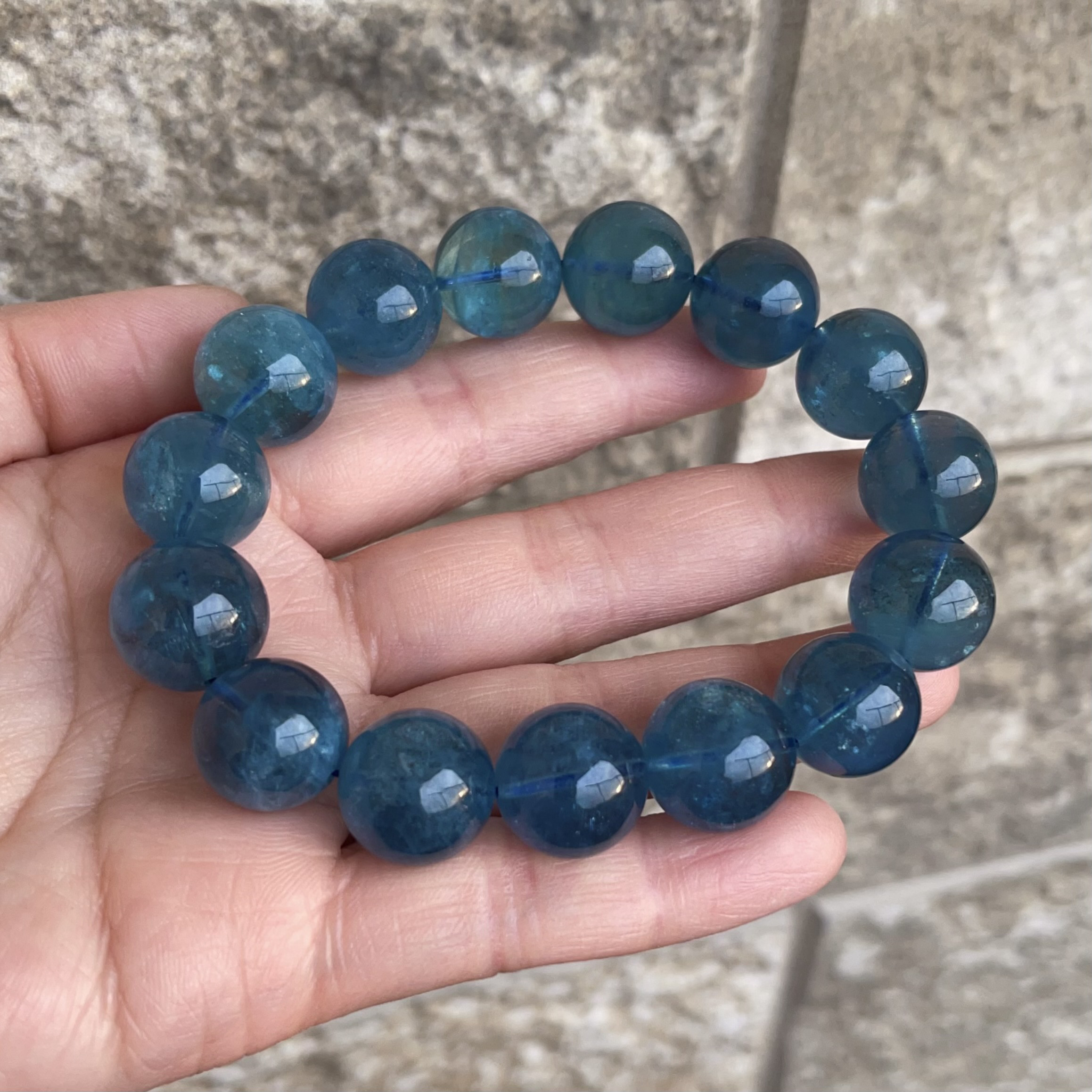 天然無処理　アクアマリン ブレスレット 15mm