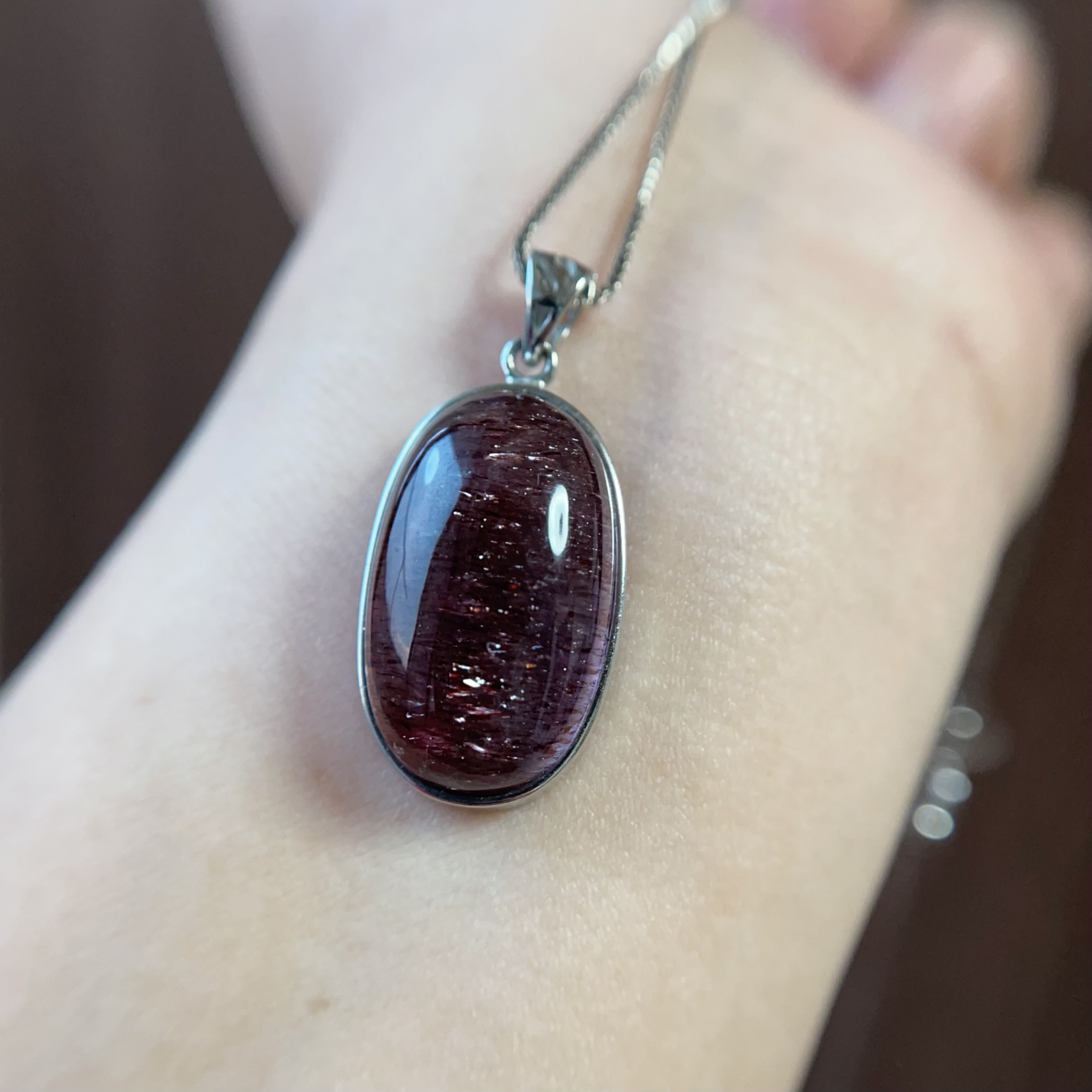 天然無処理　キラキラ　スーパーセブン ペンダントトップ　シルバーs925