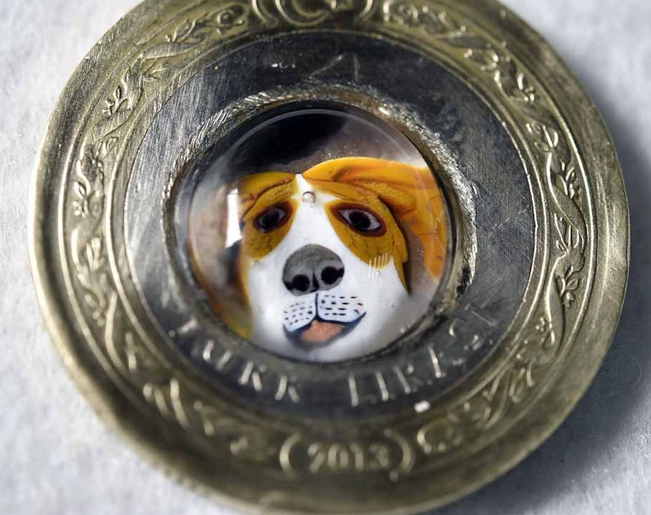 犬　ヴィンテージコインネックレス 本物外国コイン　ユニセックス 13408-474　一点物　コインペンダント