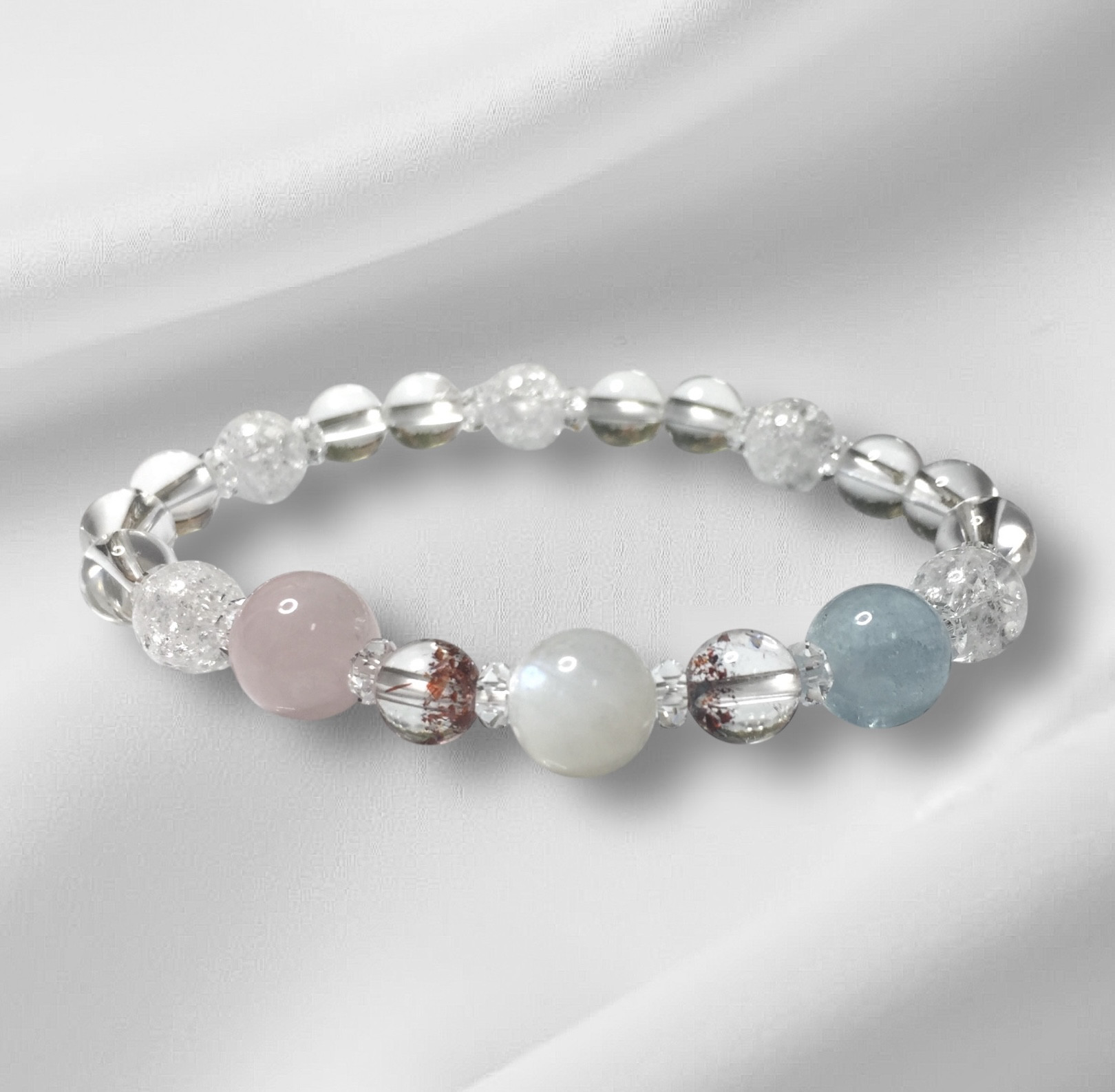 アクアマリン ムーンストーン ローズクォーツ  スーパーセブンブレスレット　定形外郵便　送料無料