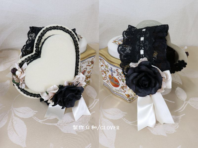 ハートハットカチューシャ/黒レース