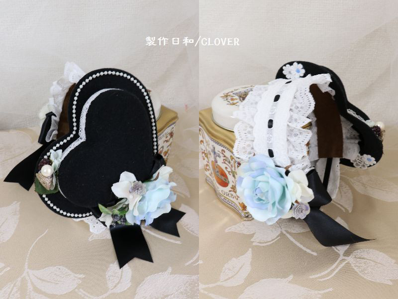 ハートハットカチューシャ/白レース