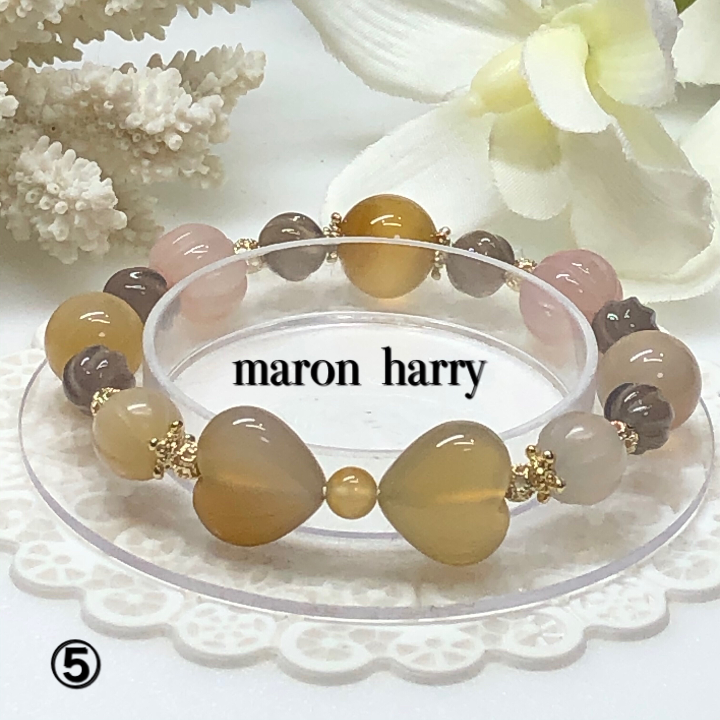 盐源瑪瑙カルセドニーリボンブレスレットNO.4•*¨*•.¸¸♬