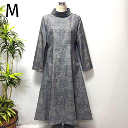 着物リメイク ワンピース 花柄 Aライン リボン付き プリンセスライン