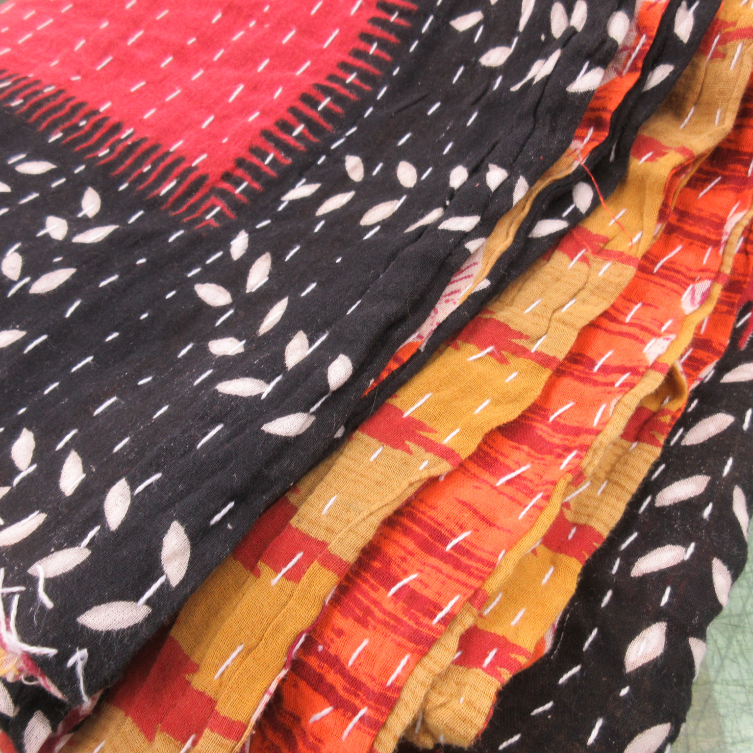 ★2.2ｍ★ヴィンテージ★ラリーキルト★グドゥリー★刺し子★輸入生地★