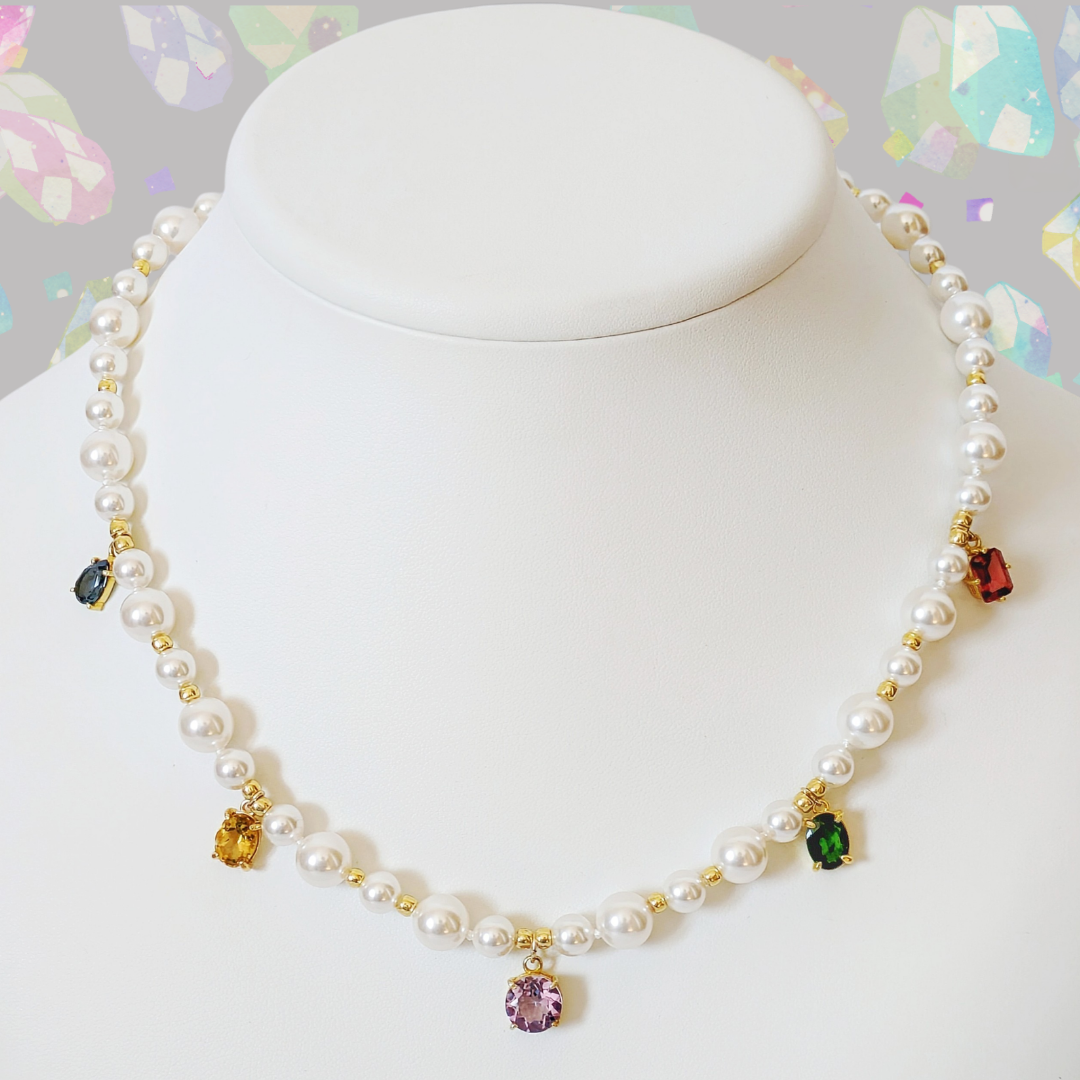 ☆送料無料☆【宝石魔術　ネックレス】マルチカラー　ガーネット　アメジスト　シトリン　ブルートパーズ　クロムダイオプサイド