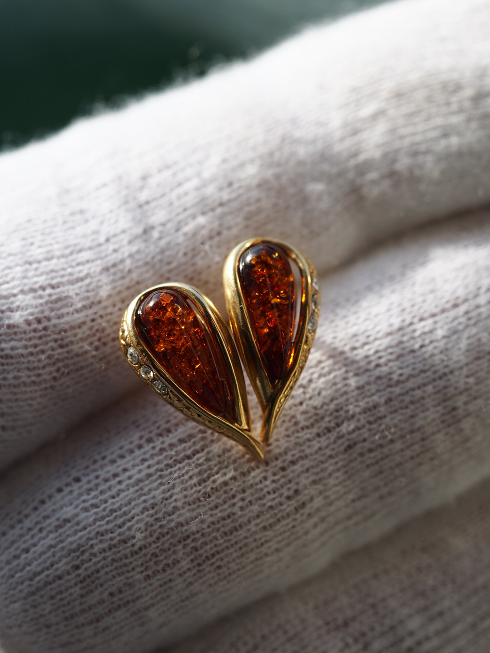 バルト海天然アンバー　雫　S925K18GPピアス（選択）