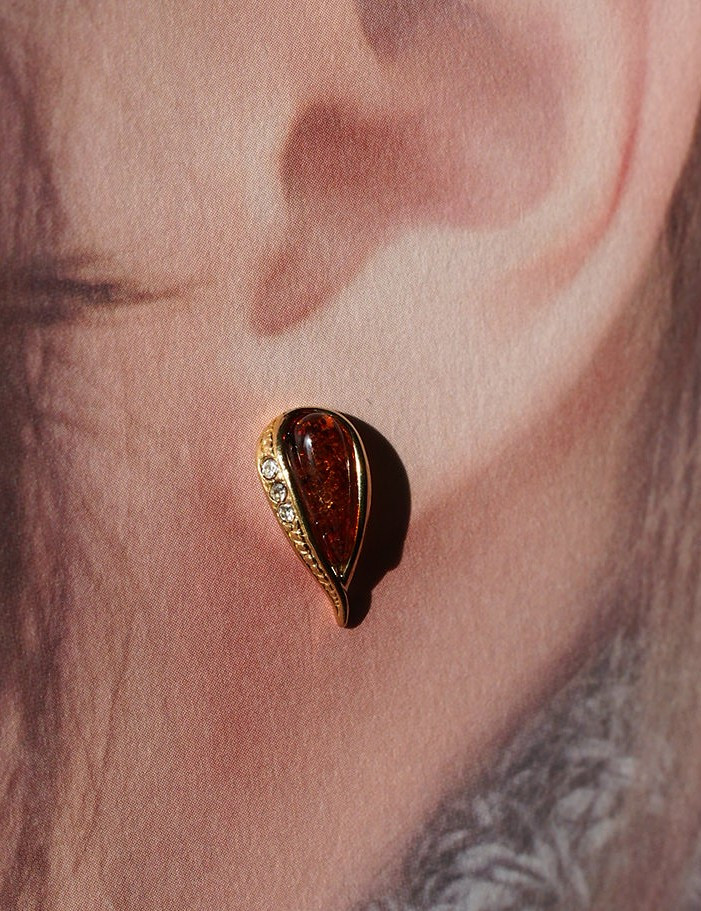 バルト海天然アンバー　雫　S925K18GPピアス（選択）