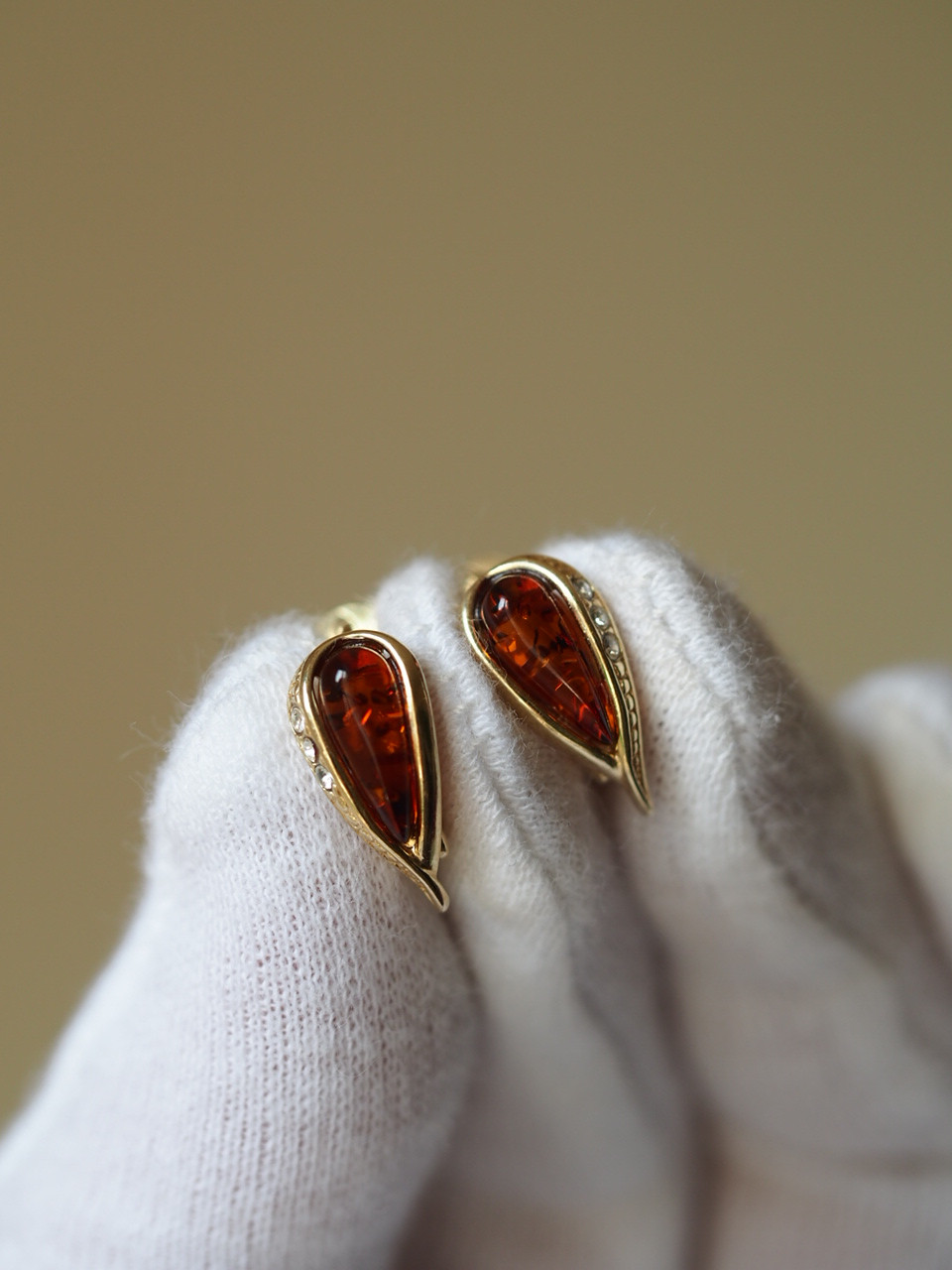 バルト海天然アンバー　雫　S925K18GPピアス（選択）