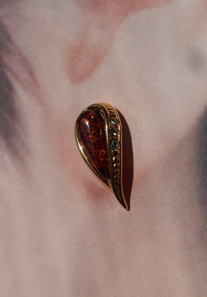 バルト海天然アンバー　雫　S925K18GPピアス（選択）