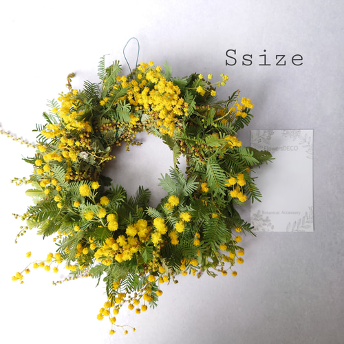 new!! ミモザアカシアのシンプルフレッシュリース【生花⇒ドライ】S/M