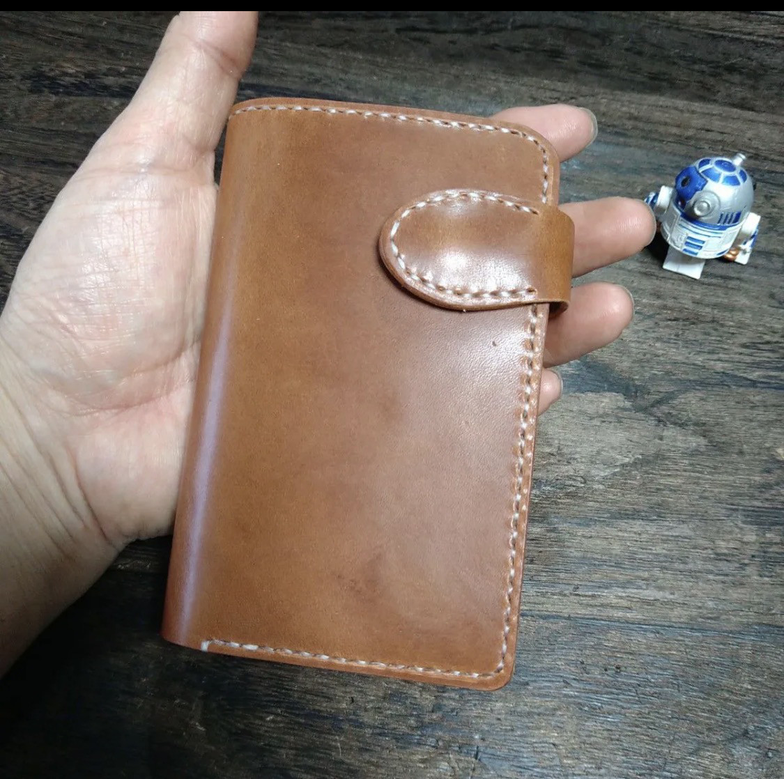 Middle Leather Walletイタチョコ&ナチュラルホックマン