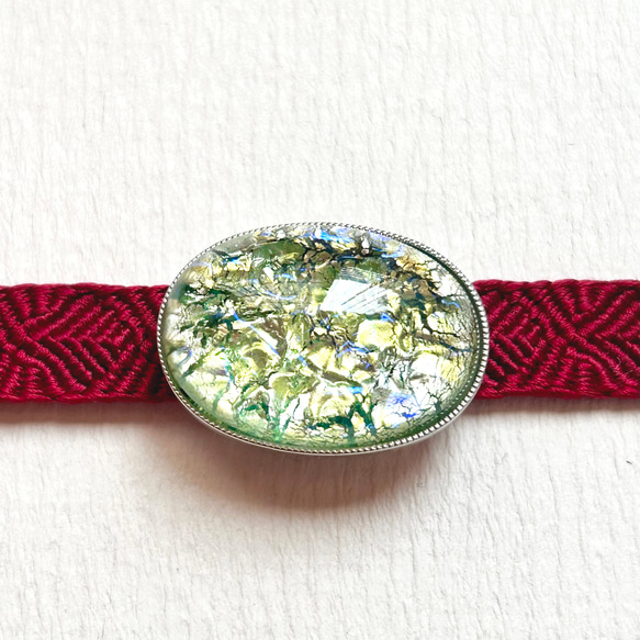 ●帯留 Czech Glass●lime 4枚目の画像