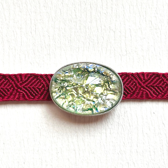 ●帯留 Czech Glass●lime 1枚目の画像