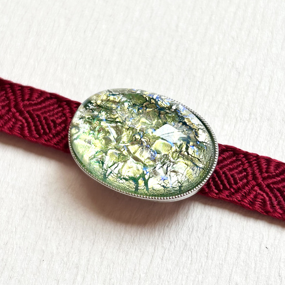 ●帯留 Czech Glass●lime 6枚目の画像