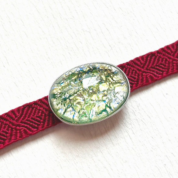 ●帯留 Czech Glass●lime 2枚目の画像