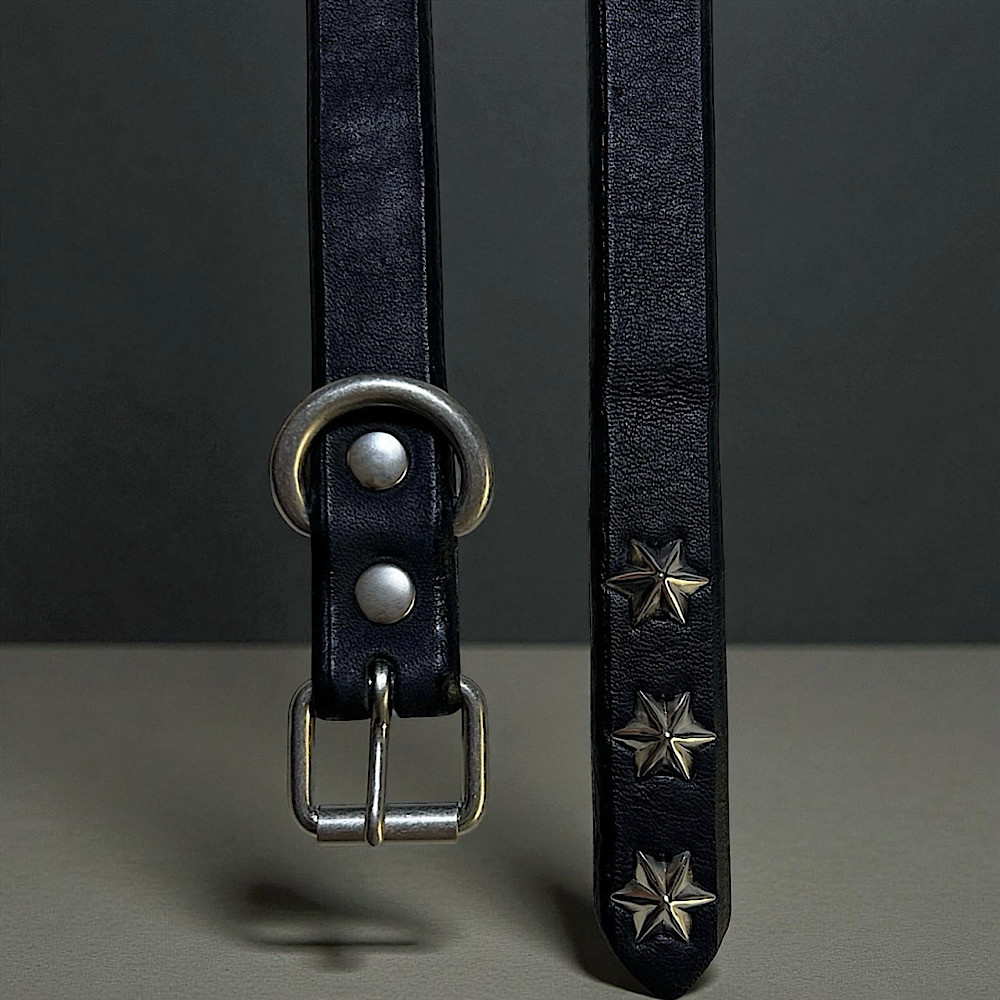 ナローベルト　スタッズベルト　レザーベルト　栃木レザー　【Nje-bt19-3A】