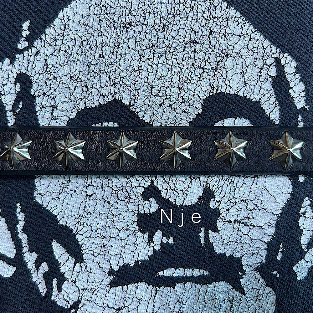 ナローベルト　スタッズベルト　レザーベルト　【Nje-bt19-15A】made in japan