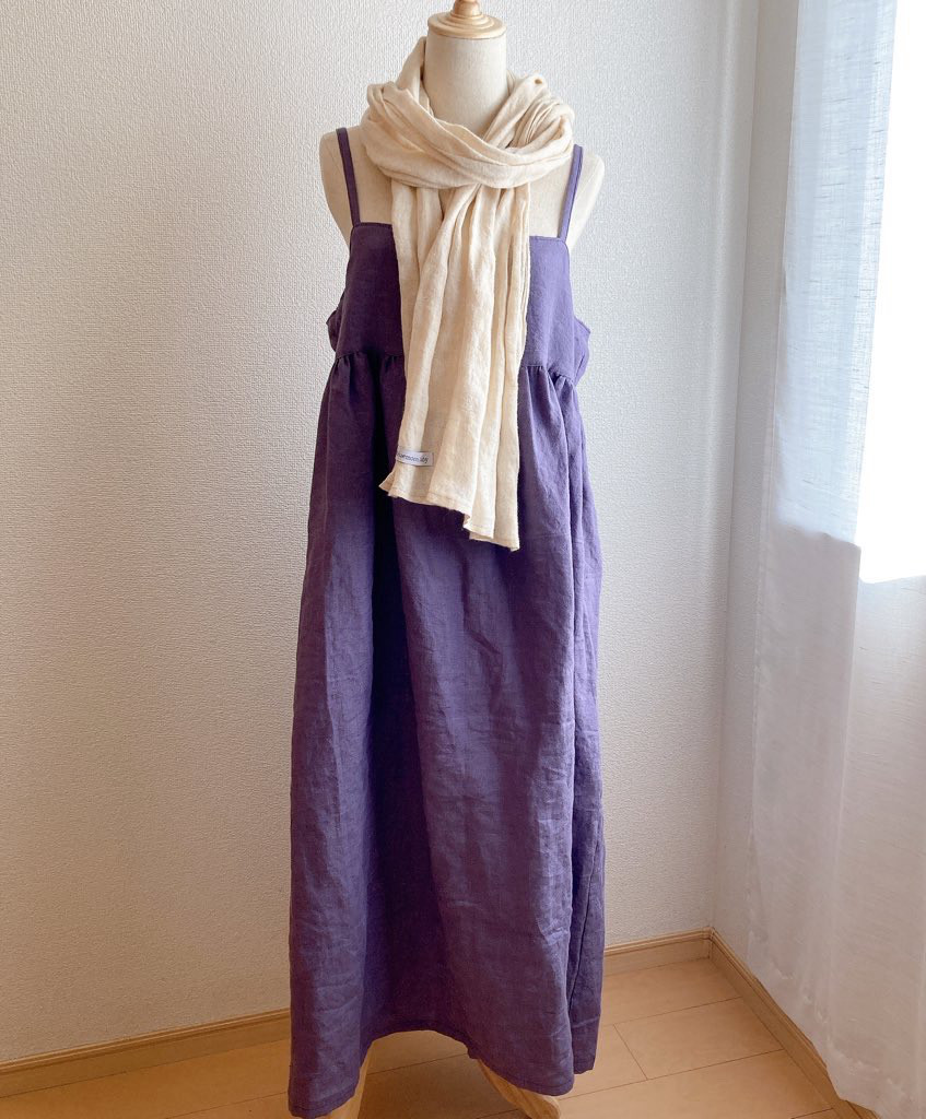 送料込み　リネンキャミワンピース　夢の曇り空