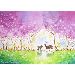 原画】木漏れ日の光（水彩画）送料無料☆森 光 緑 風景 絵画 #2924